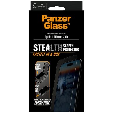 iPhone Air PanzerGlass Stealth Ultra-Wide Fit Fastfit grūdintas stiklas 4