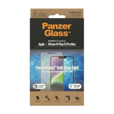 PanzerGlass Ultra-Wide Fit Antibacterial apsauginis stiklas Blue Light Filter Positioner iPhone 14 Plus / 13 Pro Max 7 PanzerGlass Ultra-Wide Fit Antibacterial apsauginis stiklas Blue Light Filter Positioner iPhone 14 Plus / 13 Pro Max 7