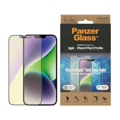 PanzerGlass Ultra-Wide Fit Antibacterial apsauginis stiklas Blue Light Filter Positioner iPhone 14 Plus / 13 Pro Max PanzerGlass Ultra-Wide Fit Antibacterial apsauginis stiklas Blue Light Filter Positioner iPhone 14 Plus / 13 Pro Max