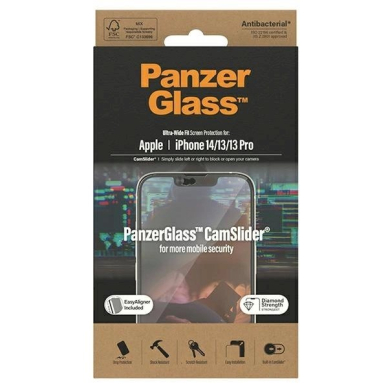 PanzerGlass Ultra-Wide Fit Antibacterial apsauginis stiklas Camera Cover Positioner iPhone 14/13/13 Pro 2 PanzerGlass Ultra-Wide Fit Antibacterial apsauginis stiklas Camera Cover Positioner iPhone 14/13/13 Pro 2