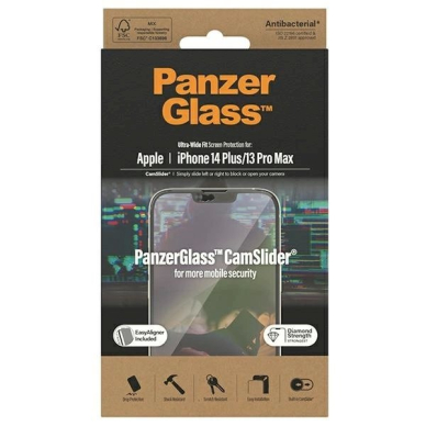 PanzerGlass Ultra-Wide Fit antibacterial apsauginis stiklas camera cover positioner iPhone 14 Plus / 13 Pro Max 2 PanzerGlass Ultra-Wide Fit antibacterial apsauginis stiklas camera cover positioner iPhone 14 Plus / 13 Pro Max 2