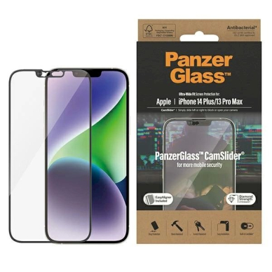 PanzerGlass Ultra-Wide Fit antibacterial apsauginis stiklas camera cover positioner iPhone 14 Plus / 13 Pro Max PanzerGlass Ultra-Wide Fit antibacterial apsauginis stiklas camera cover positioner iPhone 14 Plus / 13 Pro Max