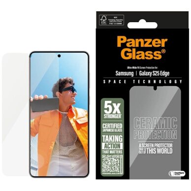 Samsung Galaxy S25 Edge PanzerGlass Ultra-Wide Fit keraminis stiklas – skaidrus