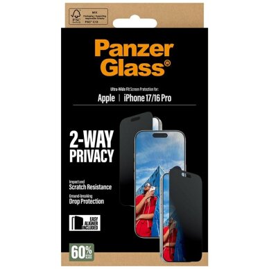 iPhone 17 / 16 Pro PanzerGlass Ultra-Wide Fit EasyAligner Privacy Glass – privatumo 5 iPhone 17 / 16 Pro PanzerGlass Ultra-Wide Fit EasyAligner Privacy Glass – privatumo 5