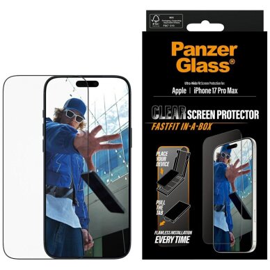 iPhone 17 Pro Max PanzerGlass Ultra-Wide Fit Fastfit grūdintas stiklas iPhone 17 Pro Max PanzerGlass Ultra-Wide Fit Fastfit grūdintas stiklas