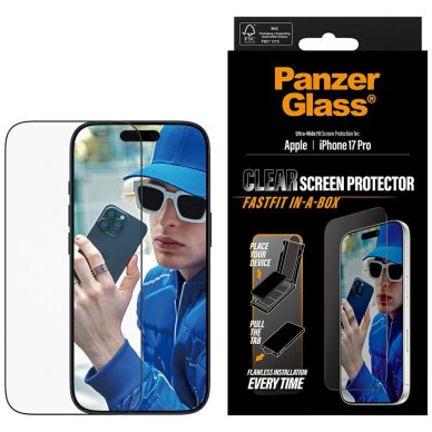 iPhone 17 Pro PanzerGlass Ultra-Wide Fit Fastfit grūdintas stiklas iPhone 17 Pro PanzerGlass Ultra-Wide Fit Fastfit grūdintas stiklas