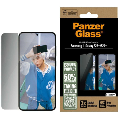 PanzerGlass Ultra-Wide Fit Privacy apsauginis stiklas skirtas Samsung Galaxy S25+