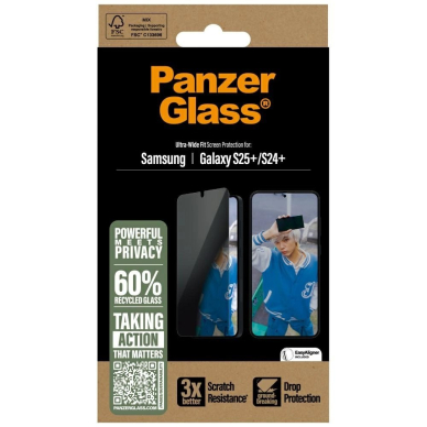 PanzerGlass Ultra-Wide Fit Privacy apsauginis stiklas skirtas Samsung Galaxy S25+ 3