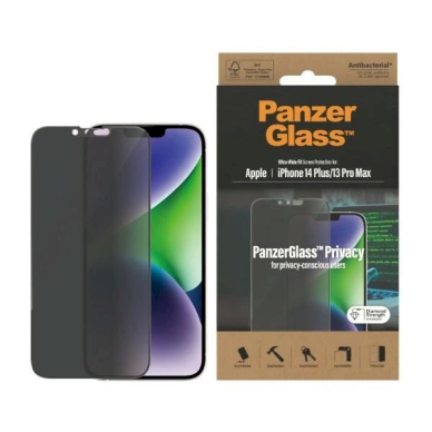 PanzerGlass Ultra-Wide Fit apsauginis stiklas Antibacterial Privacy iPhone 14 Plus/13 Pro Max PanzerGlass Ultra-Wide Fit apsauginis stiklas Antibacterial Privacy iPhone 14 Plus/13 Pro Max