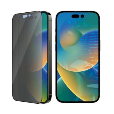 iPhone 14 Pro PanzerGlass Ultra-Wide Fit grūdintas antibakterinis privatumo stiklas su pozicionieriumi 5