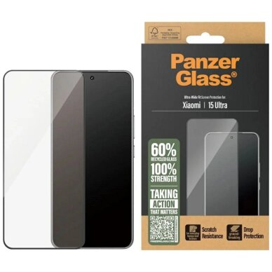Xiaomi 15 Ultra PanzerGlass Ultra-Wide Fit grūdintas stiklas su juodu rėmeliu