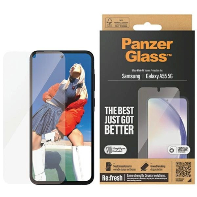 Samsung Galaxy A55 5G PanzerGlass Ultra-Wide Fit grūdintas stiklas su pozicionieriumi