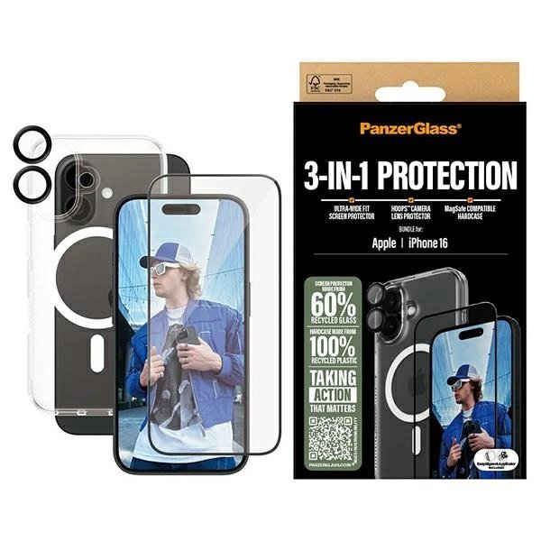 iPhone 16 – PanzerGlass Bundle 3in1 6.1" D3O Hardcase + Ekrano apsauga UWF + Lęšis B1291+2861+1283 iPhone 16 – PanzerGlass Bundle 3in1 6.1" D3O Hardcase + Ekrano apsauga UWF + Lęšis B1291+2861+1283