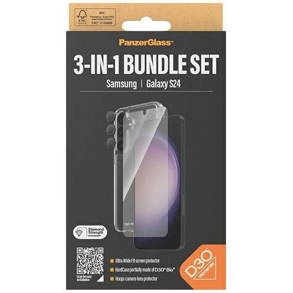 PanzerGlass Bundle 3in1 Permatomas Dėklas + Plėvelė + Kameros apsauga Samsung Galaxy S24 3 PanzerGlass Bundle 3in1 Permatomas Dėklas + Plėvelė + Kameros apsauga Samsung Galaxy S24 3
