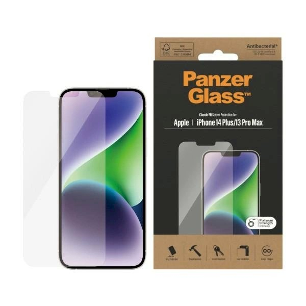 Panzer glass Classic Fit antibacterial apsauginis stiklas iPhone 14 Plus / 13 Pro Max Panzer glass Classic Fit antibacterial apsauginis stiklas iPhone 14 Plus / 13 Pro Max
