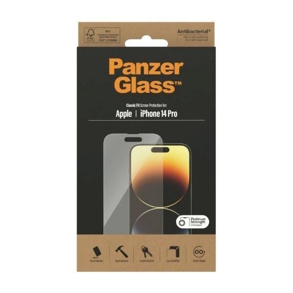 Panzer glass Classic Fit antibacterial  apsauginis stiklas iPhone 14 Pro 5