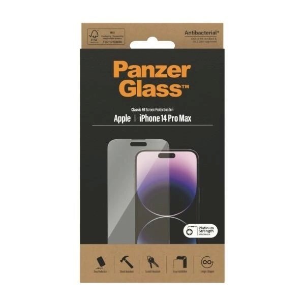 Panzer glass Classic Fit antibacterial  apsauginis stiklas iPhone 14 Pro Max 5