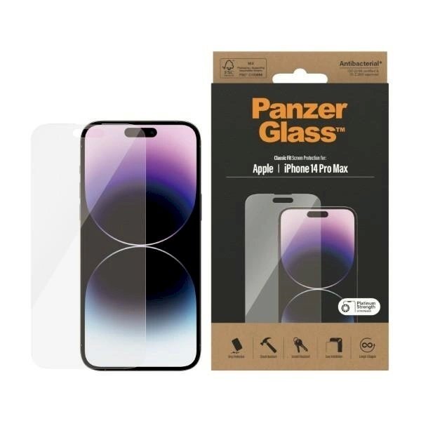 Panzer glass Classic Fit antibacterial apsauginis stiklas iPhone 14 Pro Max Panzer glass Classic Fit antibacterial apsauginis stiklas iPhone 14 Pro Max