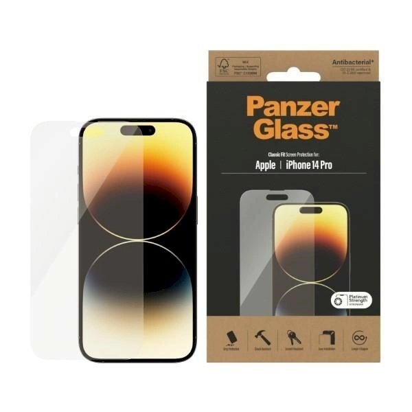 Panzer glass Classic Fit antibacterial apsauginis stiklas iPhone 14 Pro Panzer glass Classic Fit antibacterial apsauginis stiklas iPhone 14 Pro