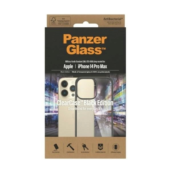 PanzerGlass antibacterial dėklas iPhone 14 Pro Max - Permatomas Juodas 2 PanzerGlass antibacterial dėklas iPhone 14 Pro Max - Permatomas Juodas 2