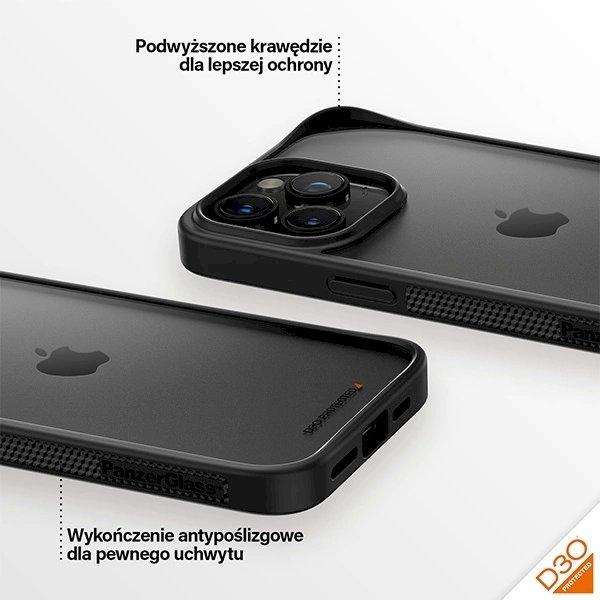 iPhone 15 Pro Max PanzerGlass SkaidrusDėklas dėklas su kariniu sertifikatu – skaidrus juodas 3