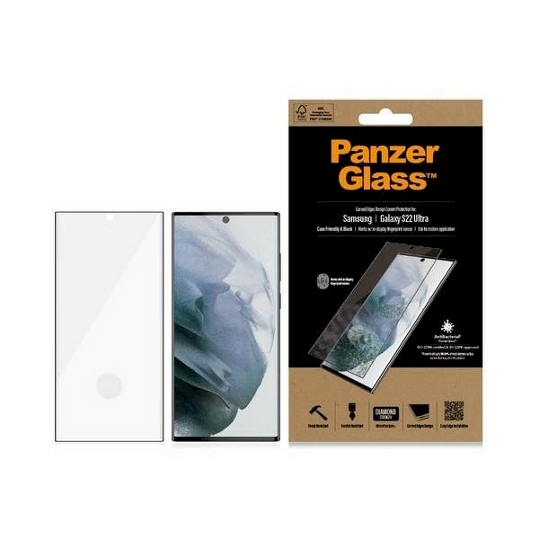 PanzerGlass E2E Microfracture antibacterial apsauginis stiklas Samsung Galaxy S22 Ultra - Juodas frame PanzerGlass E2E Microfracture antibacterial apsauginis stiklas Samsung Galaxy S22 Ultra - Juodas frame