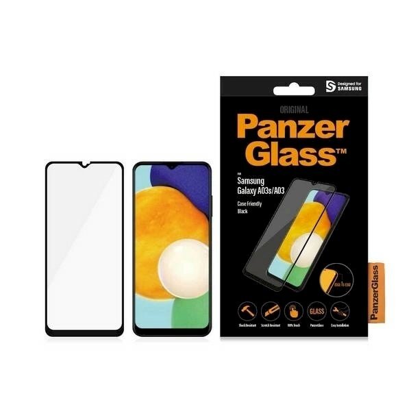Samsung Galaxy A03 PanzerGlass E2E Regular apsauginis stiklas – juodas Samsung Galaxy A03 PanzerGlass E2E Regular apsauginis stiklas – juodas