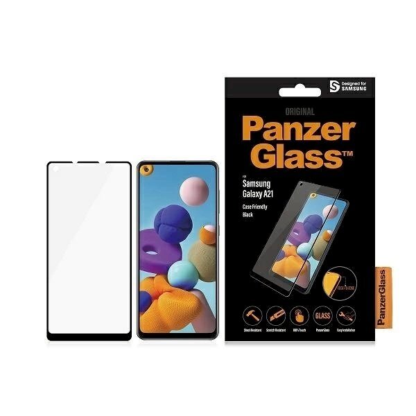 Samsung Galaxy A21 PanzerGlass E2E Regular apsauginis stiklas – juodas
