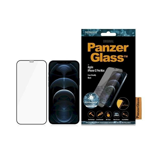 PanzerGlass E2E Super+ Microfracture antibacterial Apsauginis stiklas iPhone 12 Pro Max -Juodas PanzerGlass E2E Super+ Microfracture antibacterial Apsauginis stiklas iPhone 12 Pro Max -Juodas