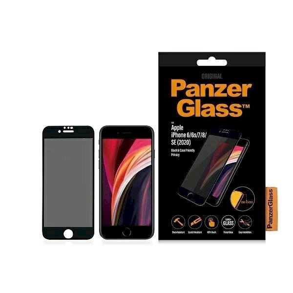 PanzerGlass E2E Super+ privacy Apsauginis stiklas iPhone 6 / 6s / 7 / 8 / SE 2020 / SE 2022 -Juodas PanzerGlass E2E Super+ privacy Apsauginis stiklas iPhone 6 / 6s / 7 / 8 / SE 2020 / SE 2022 -Juodas