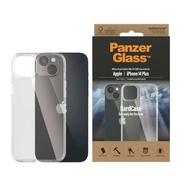 PanzerGlass HardCase Antibacterial Military Grade Certified Apsauginis dėklas iPhone 14 Plus / 15 Plus - Permatomas PanzerGlass HardCase Antibacterial Military Grade Certified Apsauginis dėklas iPhone 14 Plus / 15 Plus - Permatomas