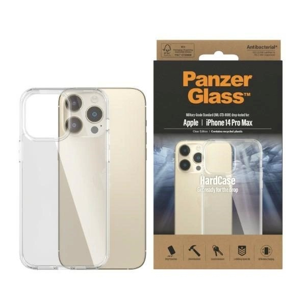 PanzerGlass HardCase antibacterial Military Grade certified Apsauginis dėklas iPhone 14 Pro Max - Permatomas PanzerGlass HardCase antibacterial Military Grade certified Apsauginis dėklas iPhone 14 Pro Max - Permatomas