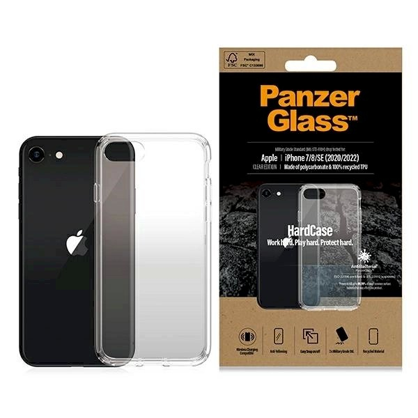 iPhone SE 2022 / SE 2020 / 7 / 8 PanzerGlass HardCase antibakterinis dėklas su kariniu sertifikatu – skaidrus iPhone SE 2022 / SE 2020 / 7 / 8 PanzerGlass HardCase antibakterinis dėklas su kariniu sertifikatu – skaidrus