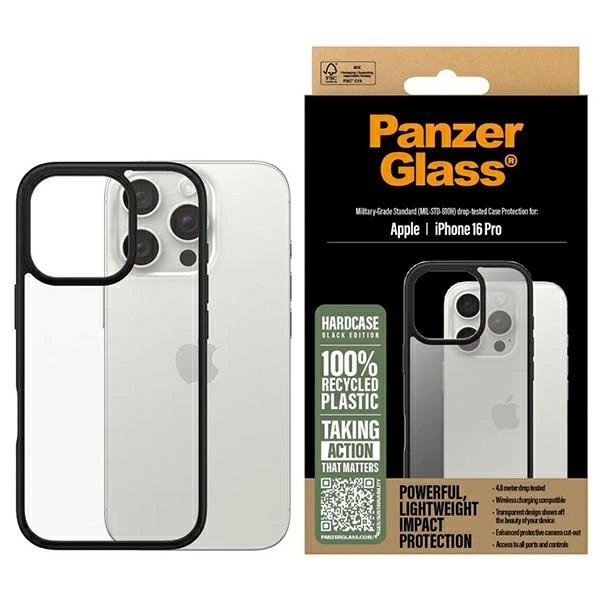 iPhone 16 Pro – PanzerGlass HardCase dėklas 6.3" - Juodas/Juodas 1296