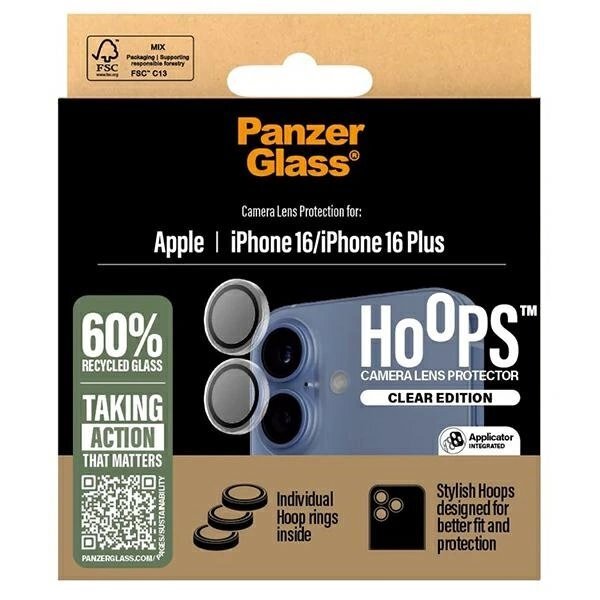 iPhone 16 / 16 Plus PanzerGlass Hoops skaidri kameros apsauga 3