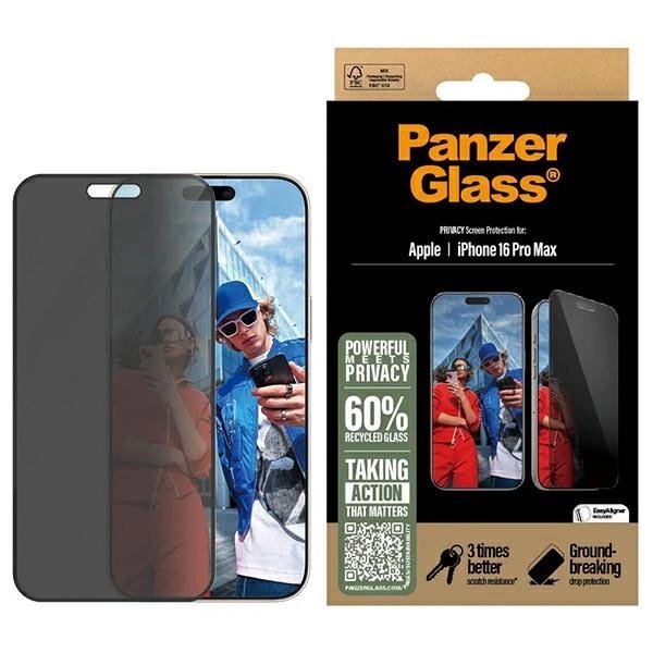 iPhone 16 Pro Max 6.9" PanzerGlass Privacy Screen Protector Ultra-Wide Fit P2864 iPhone 16 Pro Max 6.9" PanzerGlass Privacy Screen Protector Ultra-Wide Fit P2864