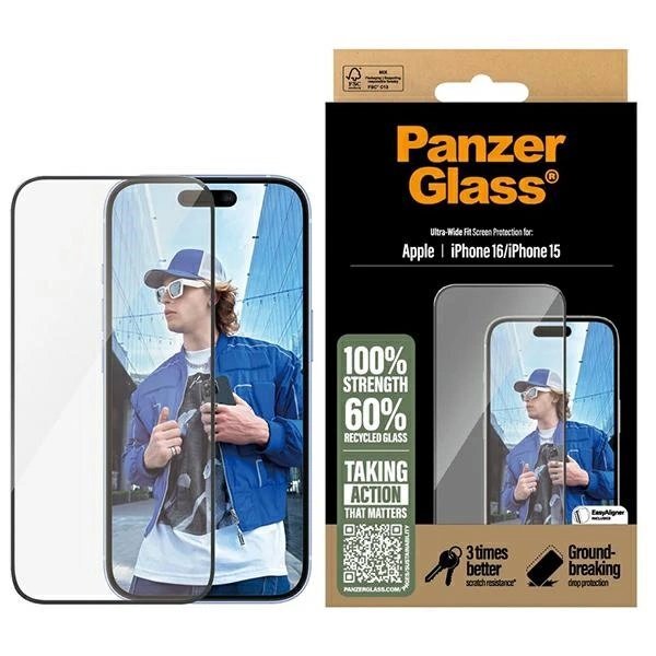 iPhone 16 6.1" PanzerGlass Screen Protector Ultra-Wide Fit 2861 iPhone 16 6.1" PanzerGlass Screen Protector Ultra-Wide Fit 2861