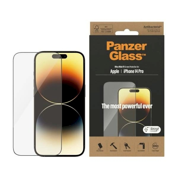PanzerGlass Ultra-Wide Fit antibacterial Apsauginis stiklas iPhone 14 Pro PanzerGlass Ultra-Wide Fit antibacterial Apsauginis stiklas iPhone 14 Pro