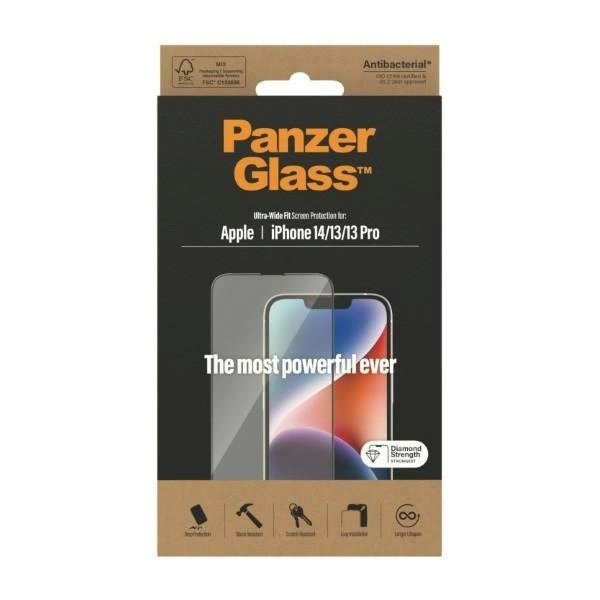 PanzerGlass Ultra-Wide Fit Antibacterial Apsauginis stiklas iPhone 14/13 Pro/13 5 PanzerGlass Ultra-Wide Fit Antibacterial Apsauginis stiklas iPhone 14/13 Pro/13 5