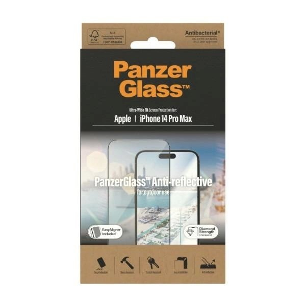 PanzerGlass Ultra-Wide Fit antibacterial apsauginis stiklas glare filter positioner iPhone 14 Pro Max 8 PanzerGlass Ultra-Wide Fit antibacterial apsauginis stiklas glare filter positioner iPhone 14 Pro Max 8