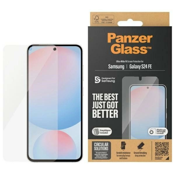 PanzerGlass Ultra-Wide Fit apsauginis stiklas Samsung Galaxy S23 FE – Skaidrus PanzerGlass Ultra-Wide Fit apsauginis stiklas Samsung Galaxy S23 FE – Skaidrus