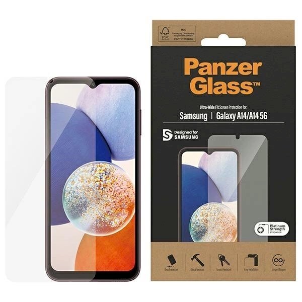 PanzerGlass Ultra-Wide Fit apsauginis stiklas Samsung Galaxy A14 5G / A14 PanzerGlass Ultra-Wide Fit apsauginis stiklas Samsung Galaxy A14 5G / A14