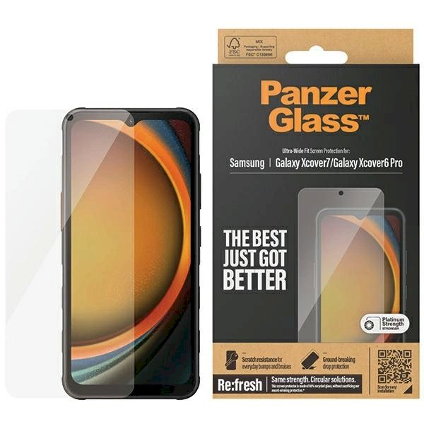 Samsung Galaxy Xcover7 / Xcover6 Pro PanzerGlass Ultra-Wide Fit grūdintas stiklas Samsung Galaxy Xcover7 / Xcover6 Pro PanzerGlass Ultra-Wide Fit grūdintas stiklas