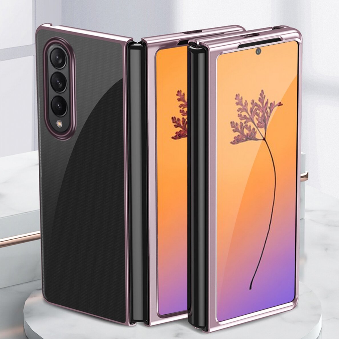 Dėklas Plating Samsung Galaxy Z Fold 4 Juodais kraštais 10 Dėklas Plating Samsung Galaxy Z Fold 4 Juodais kraštais 10