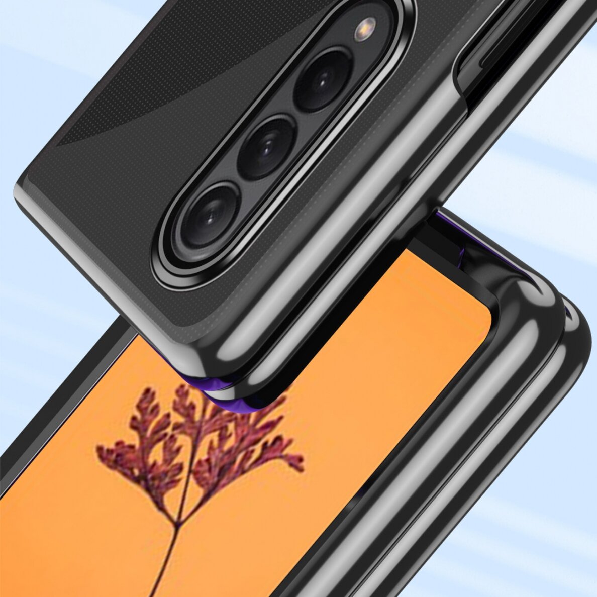 Dėklas Plating Samsung Galaxy Z Fold 4 Rožiniais kraštais 4 Dėklas Plating Samsung Galaxy Z Fold 4 Rožiniais kraštais 4
