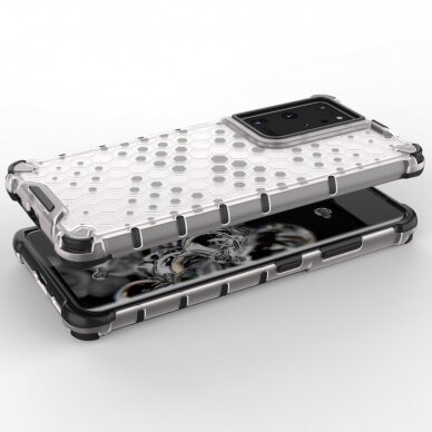 Plastikinis dėklas Honeycomb Case armor Samsung Galaxy S21 Ultra 5G skaidrus 2