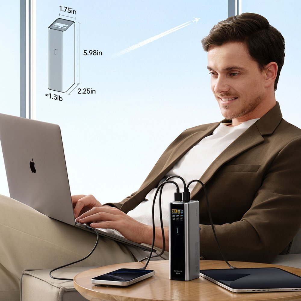 Išorinė baterija Powerbank Cuktech CKPB200UGLGR 210W 20000mAh 2x USB-C + 1x USB-A – pilka 5