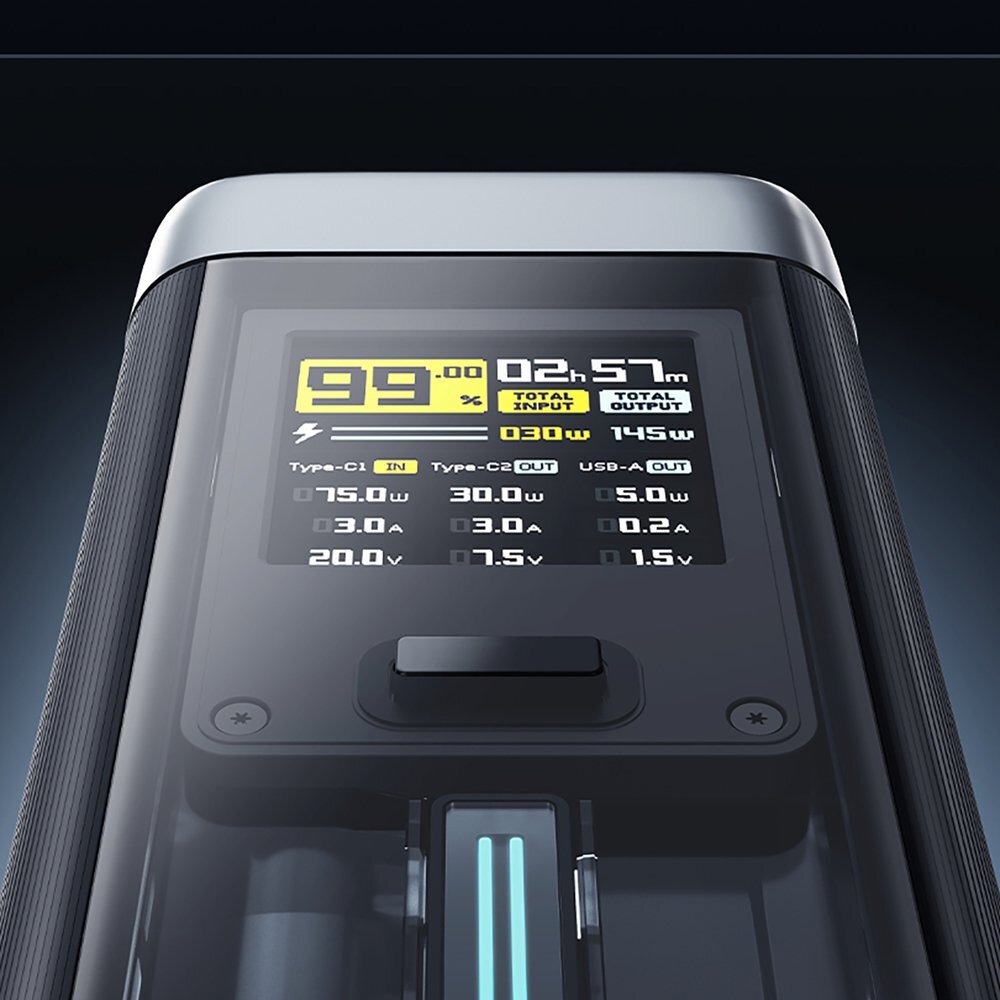 Išorinė baterija Powerbank Cuktech CUK00P23GLBK 210W 25000mAh 2x USB-C + 1x USB-A – juoda 4