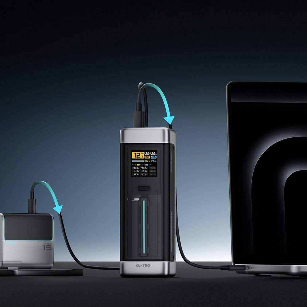 Išorinė baterija Powerbank Cuktech CUK00P23GLBK 210W 25000mAh 2x USB-C + 1x USB-A – juoda 7 Išorinė baterija Powerbank Cuktech CUK00P23GLBK 210W 25000mAh 2x USB-C + 1x USB-A – juoda 7