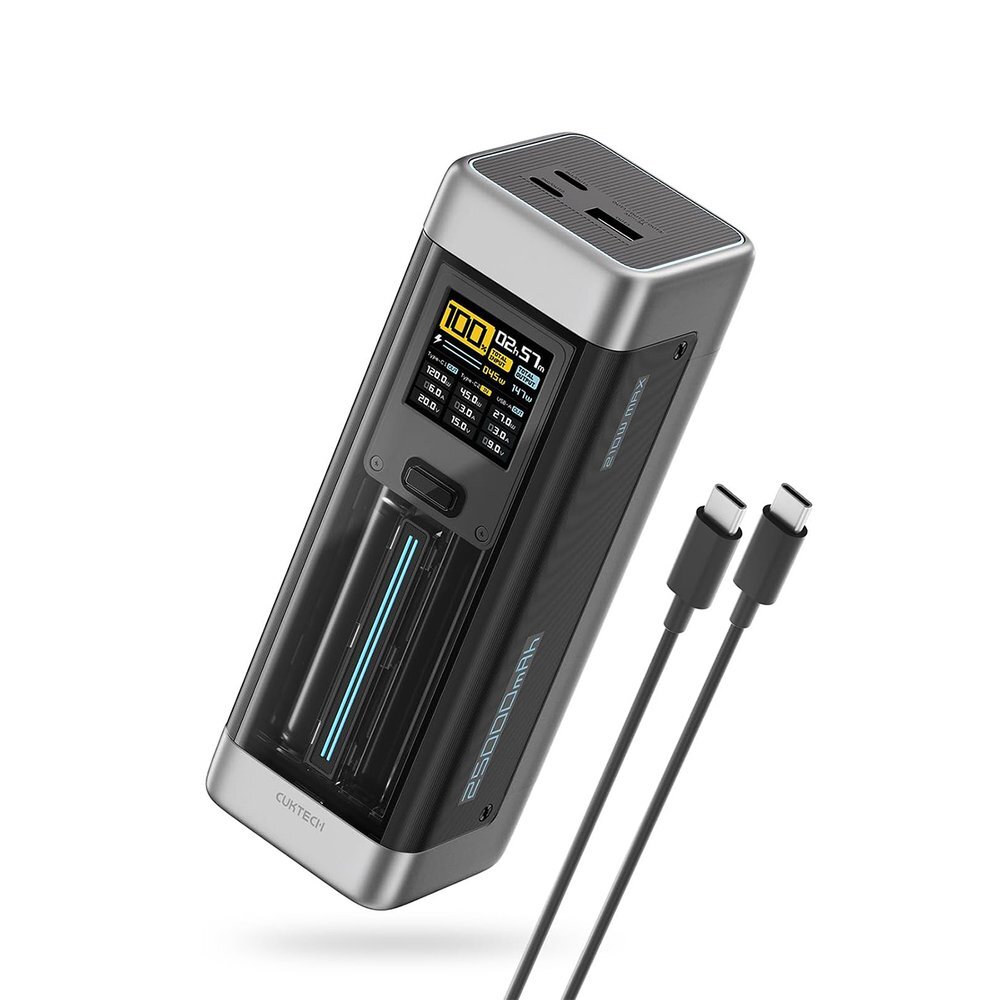 Išorinė baterija Powerbank Cuktech CUK00P23GLBK 210W 25000mAh 2x USB-C + 1x USB-A – juoda